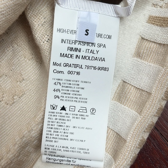 HIGH-everyday couture side small floral beige sweater size small - Picture 2 of 3